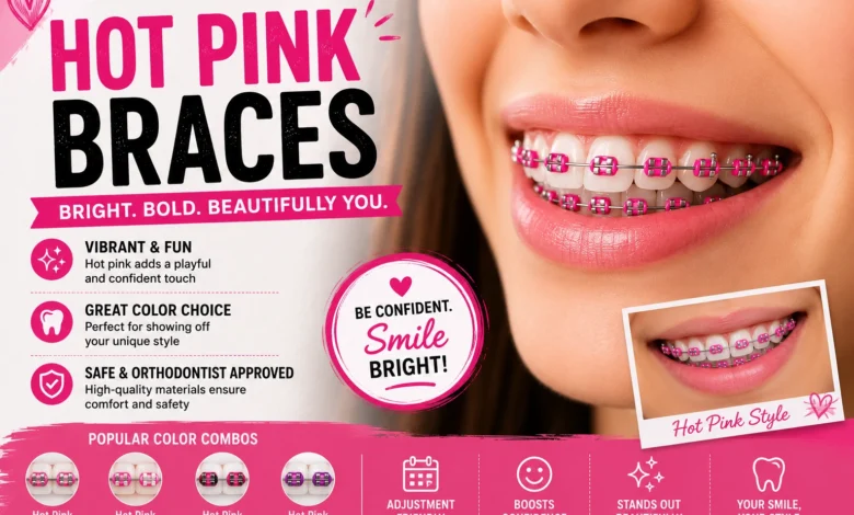 Hot Pink Braces: Color Ideas, Style Tips, and What to Know Before Choosing Them 1 Hot pink braces with popular color combinations including silver, clear, black and purple